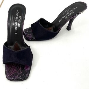 Donald Pliner Couture Purple Calf Hair Snakeskin High Heels Slides Mules 5.5‎